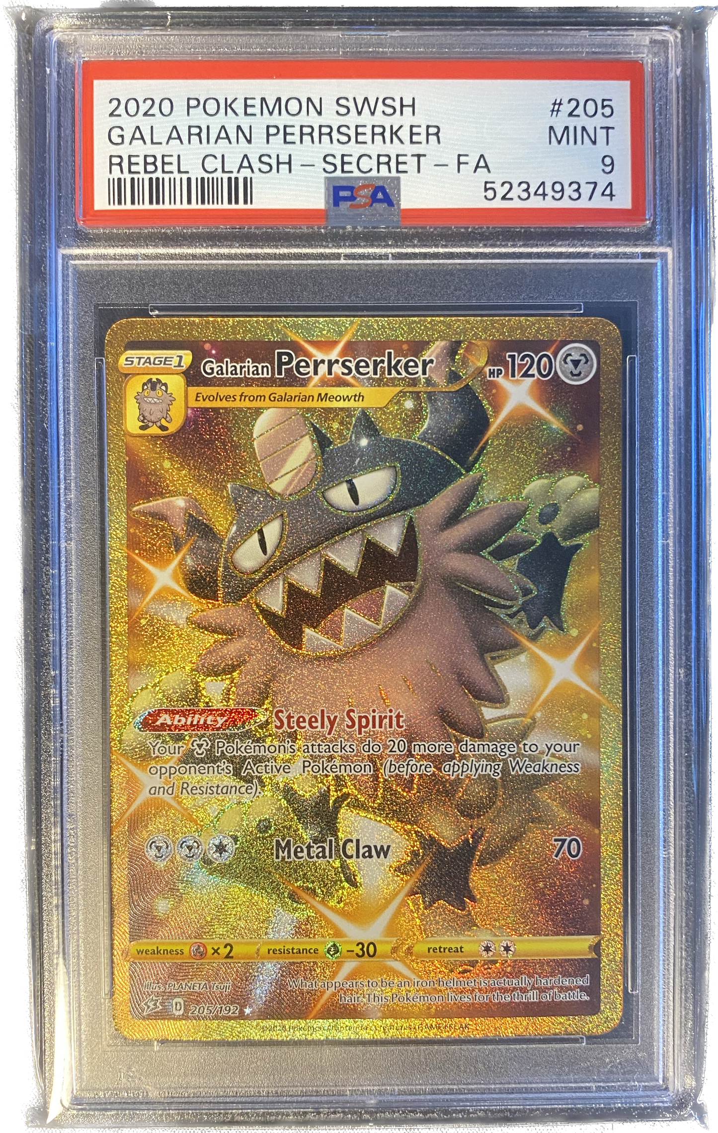 Galarian Perrserker Gold PSA 9 - SWSH Rebel Clash 2020