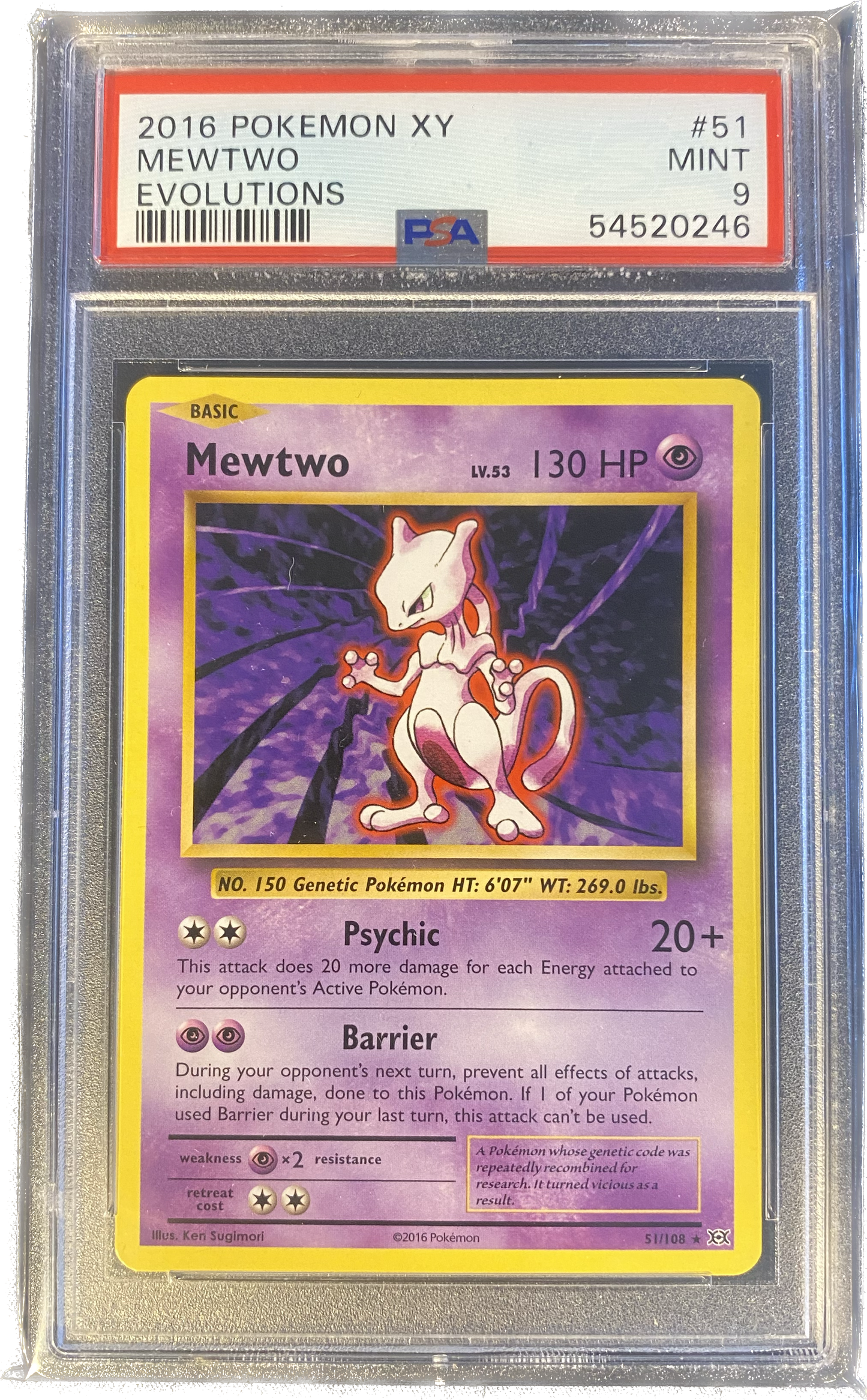 MewTwo PSA 9 - XY Evolutions 2016