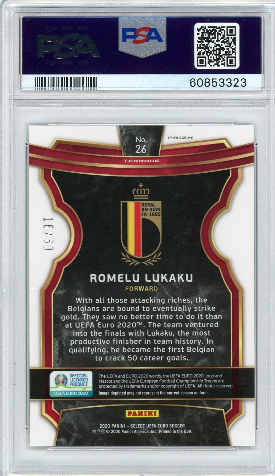 Romelu Lukaku PSA 9 - Select Euro 2020 - Camo Prizm #26